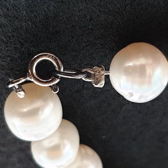 Vintage Genuine White Stick Pearl & Abalone Necklace with 925 Silver Clasp - Picture 7 of 12